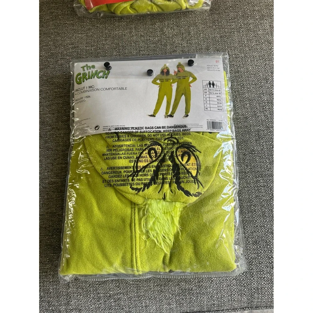 The Grinch Costume Adult S M Zipster One Piece Hooded Green